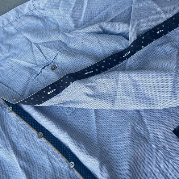 Ted Baker London Blue Pattern Printed Button Down Size 5 - Picture 7 of 8